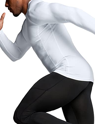 Men's UPF 50+ Long Sleeve Compression Shirt Water Sports Rash Guard 3 Pack Large White
