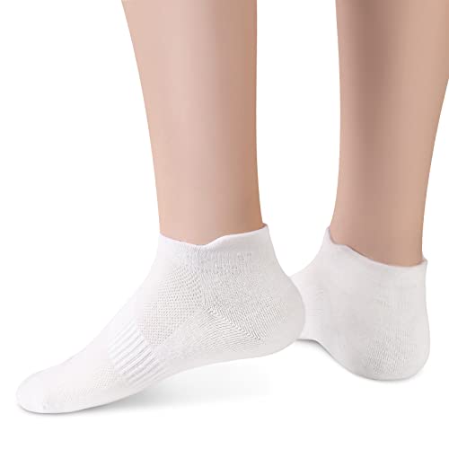 Women's Ankle Cotton Socks - Low Cut Athletic No Show Socks, 6 Pairs, White & Black Colors