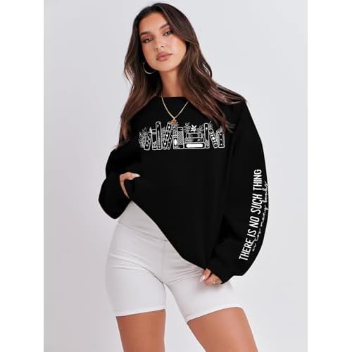 MOUSYA Book Sweatshirt Women No Such Thing As Too Many Books Shirt Book Lover Gifts Shirts Casual Long Sleeve Tops
