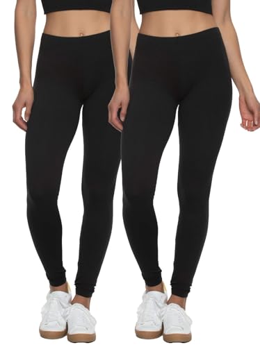 X-Large Velvety Soft Lightweight Leggings 6 Pack for Yoga & Lounge - Black