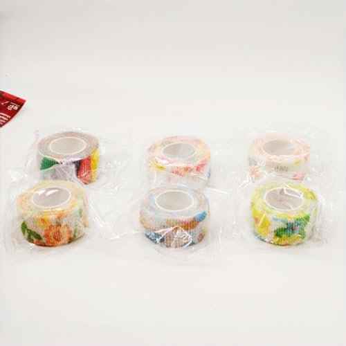 6 Pack Self Adhesive Bandage Wrap Colorful Pattern Print Elastic Cohesive Stretchy Sport Grip Tape for Finger Wrist Toe Vet Wraps