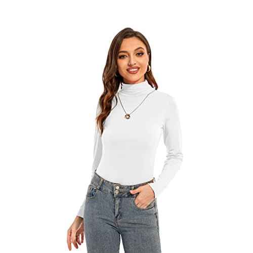 Womens Long Sleeve Turtleneck T-Shirts Casual Lightweight Slim Fit Cozy Base Layer Top