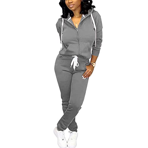 Women’s Track Suit Set - Large / 3 Gray White Two-Piece Sweatsuit