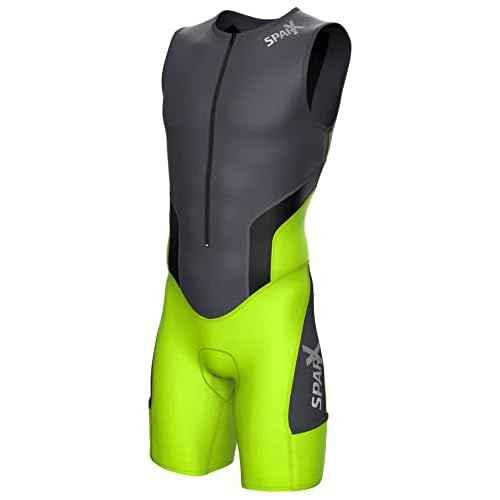 Sparx Men Competitor Triathlon Suit Mens Trisuits | Italian Technical Fabric | Soft Chamois | 4 Pockets | Bike-Swim-Run