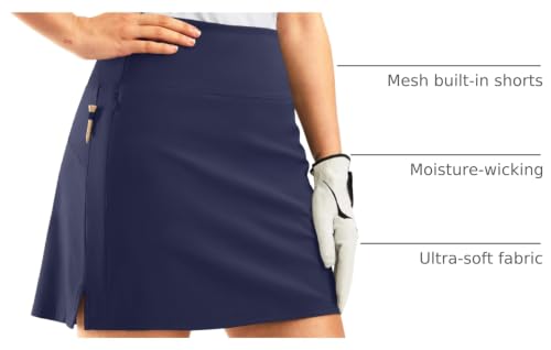 Golf Skirt for Women 16-Inch with 2 Zipper Pockets - Medium Navy