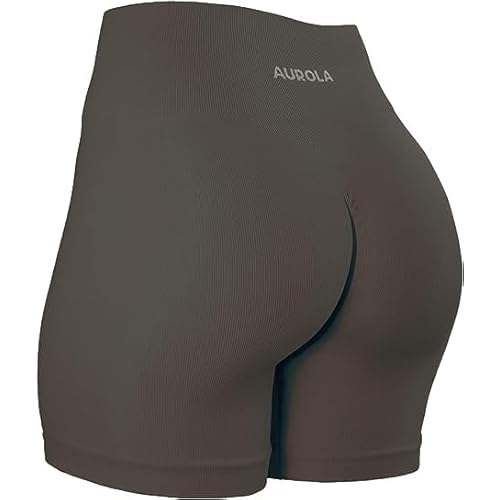 AUROLA Power Workout Shorts for Women Tummy Control Squat Proof Ribbed Thick Seamless Scrunch Active Short