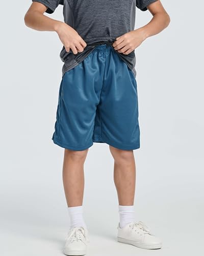 5 Pack Boys' Athletic Shorts with Pockets - Quick Dry Basketball Soccer Kids Teens