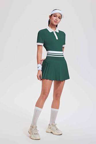 Women’s Tennis Skirt Set - Green High Waisted Golf Outfit Two-Piece