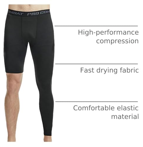Men's Basketball Compression Leggings - Large Black Athletic Base Layer