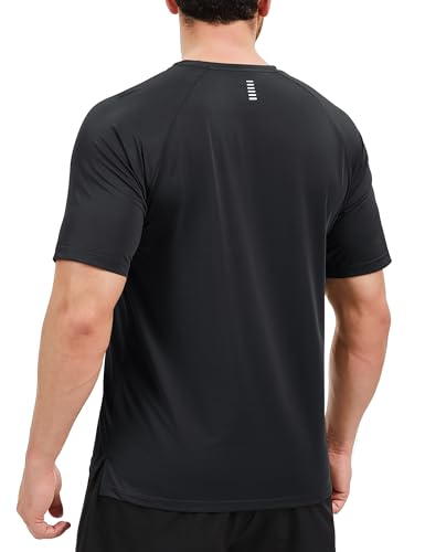 Men's Workout Shirts - Dry Fit Mesh Athletic T-Shirts Large Black