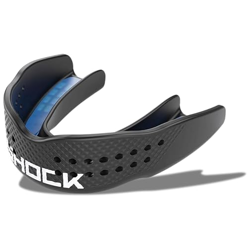 Adult Black Sports Mouth Guard for Football, Basketball, Lacrosse & More - Custom Fit, Breathable Low Profile
