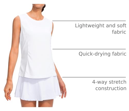 Women’s Lightweight Workout Tank Top - Medium White, Loose Fit Athletic Shirt for Running Tennis Yoga