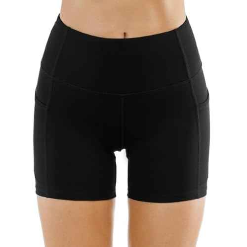 THE GYM PEOPLE High Waist Yoga Shorts for Women's Tummy Control Fitness Athletic Workout Running Shorts with Deep Pockets
