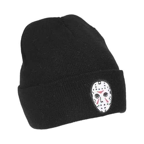 Friday The 13Th Jason Mask Embroidery On Acrylic Knit Standard Cuff Beanie