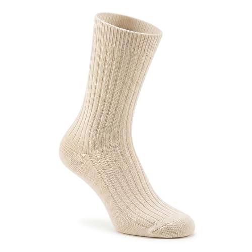 Men's Wool Winter Socks - 3 Pairs Natural Pure Warm Boot Socks - Cream