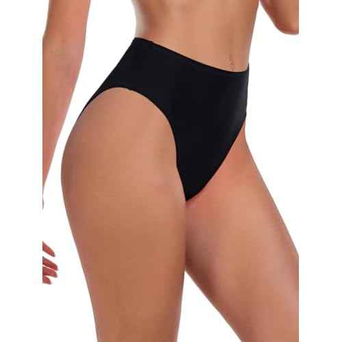 Colloyes Women's High Waisted High Cut Thong Bikini Bottom
