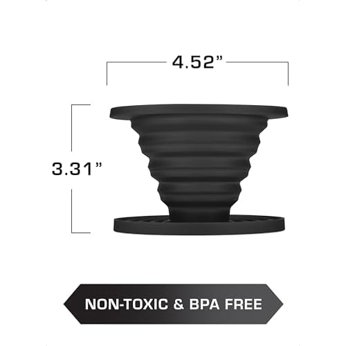 COLETTI Sierra Camping Pour Over Coffee Dripper ? Collapsible Pour Over Coffee Dripper ? Includes Pack of Paper Filters [Black, Pack of 1]