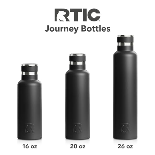 RTIC 20oz Water Bottle with Ceramic Lining - Black, Travel Insulated Bottle