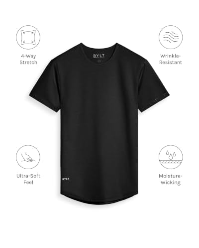 BYLT Men's Drop-Cut Slim Fit T-Shirt - Medium Black
