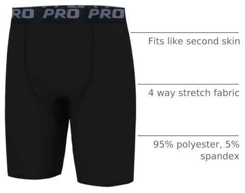EXARUS Youth Compression Shorts with Side Pocket - No Pockets / 14 Years - Black