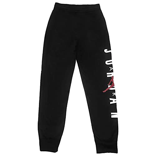 Jordan Boys Youth Fleece Jogger Graphic Sweatpants (Black/White/Red, Large)