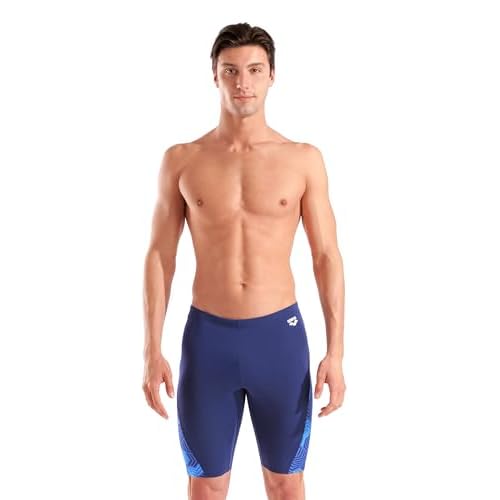 Arena Men's Performance Geometry Swim Jammer Sports Shorts Training Bathing Suit