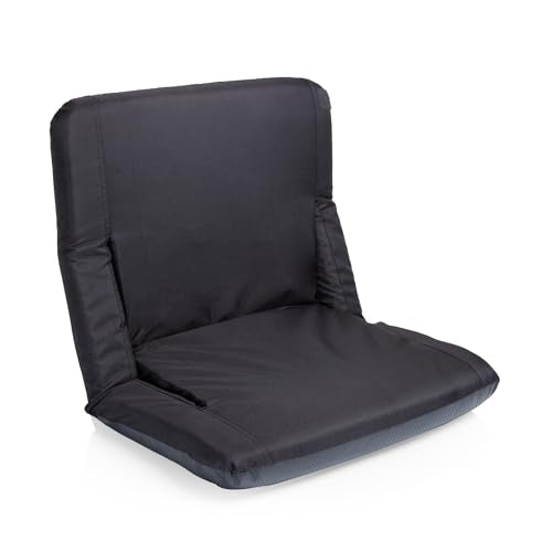 PICNIC TIME ONIVA - a Brand Ventura Reclining Stadium Seat with Back Support - Bleacher Seat - Beach Floor Chair, (Black)