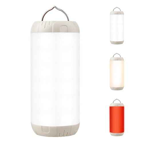 Rechargeable Camping Lantern, 1200 Lumens Ultra Bright Portable LED Lantern, Up to 80 Hours Runtime, IP68 Waterproof, 3 Light Modes + SOS Emergency Light for Power Outages, Hiking, Hurricane