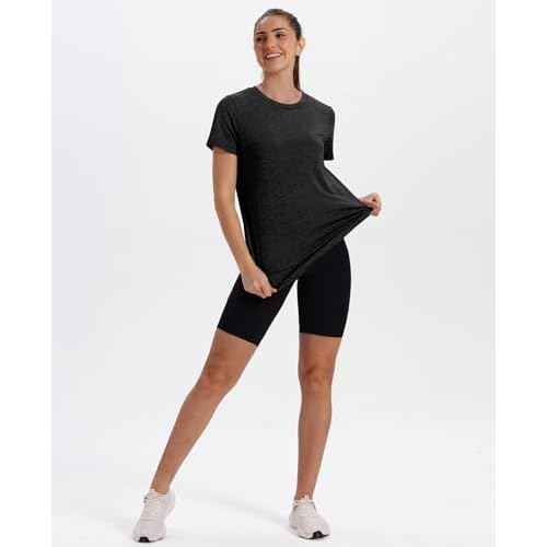 Womens Workout Tops Short Sleeve Shirts with Sun Protection UPF 50+ Quick Dry Outfits for Hiking Running S-3XL