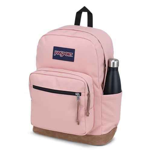 JanSport Right Pack Backpack - Durable Daypack with Padded 15" Laptop Sleeve, Spacious Main Compartment & Integrated Water Bottle Pocket - Misty Rose