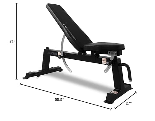CAP Barbell Deluxe Utility Weight Bench, Full Black, Square Backpad (FM-CS804DX-BK)