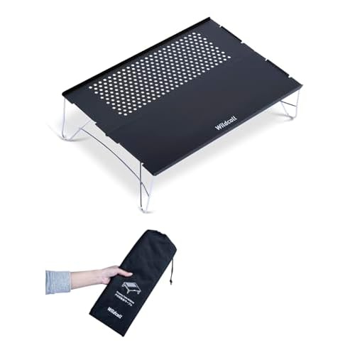 WildCall Mini Solo Folding Table Ultralight Compact with Carry Bag for Backpacking Camping Hiking Beach (Gunmetal)