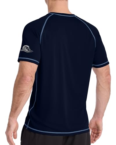 Men's UPF 50+ Short Sleeve Rash Guard Swim Shirt XX-Large Dark Blue