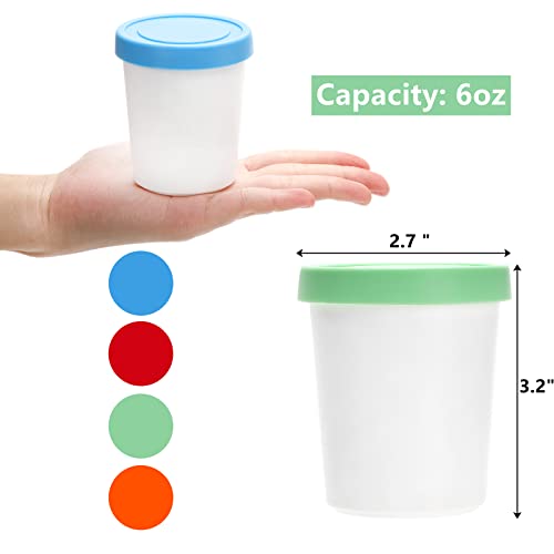 Mini Ice Cream Containers 6oz Pack of 12 with Silicone Lids - Reusable Freezer Storage