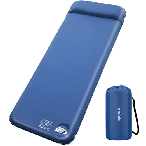 Self-Inflating Foam Sleeping Pad with Pillow for Camping - Thick & Quick Inflate