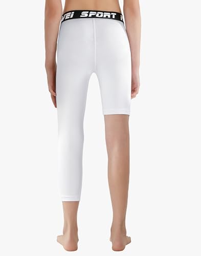 Youth Boys Basketball Compression Leggings - Left Long, Medium, 2-Pack Black & White