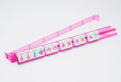 4-Piece Mahjong Tile Rack with Pushers - Siamese Style, 17.5 Inches - Durable Acrylic Set for Players & Home Games