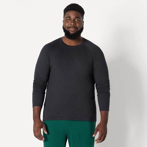 Men's Athletic Performance Long Sleeve Workout Shirt - Moisture Wicking, 4-Way Stretch, Medium Space Dye Black