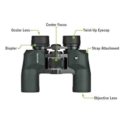 Vortex Optics Raptor Porro Prism Binoculars - Compact, Rubber Armor, Waterproof, Fogproof, Shockproof - Unlimited, Unconditional Warranty