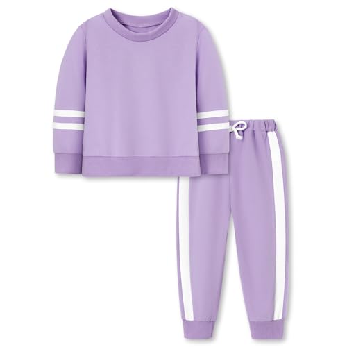Toddler Girl Fall Sweatsuit Set 2 Pieces - Light Purple, 4-5T