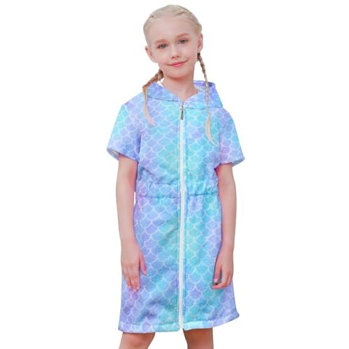 Sylfairy Cover Up for Girls Terry Swim Cover Ups Hooded Terry Kids Cover Up Bathing Suit Beach Dress 4-9Years