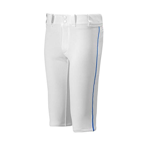 Youth Baseball Pants Large White Royal Piped Short Baseball Pants - Mizuno