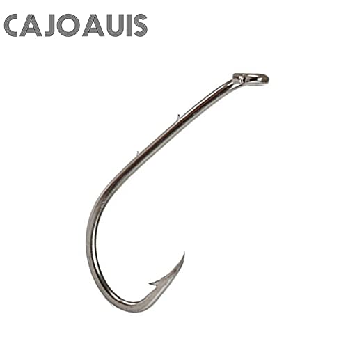 100pcs Barbed Fishing Hooks - Sharp Offset Shank Down Eye Tackle