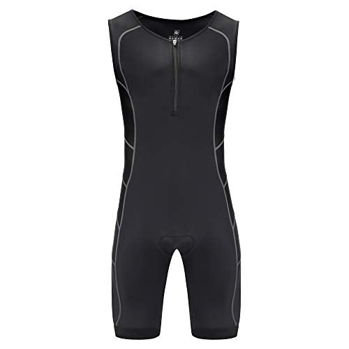 Triathlon Suits Mens One-Piece Sleeveless Trisuits Skin Wet Suit for Running Cycling Swimming