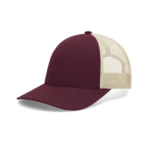 Unisex Low-Profile Trucker Cap - Maroon Beige Maroon Variation