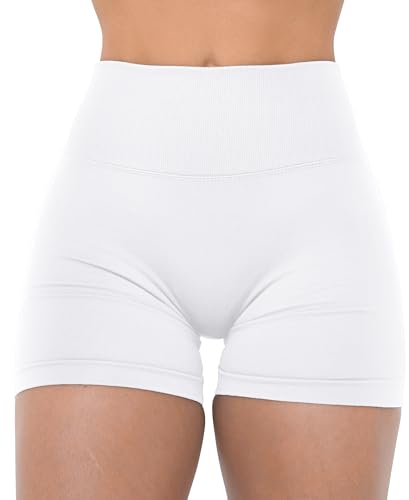 Unthewe Womens Seamless Gym Shorts 4.5 Inch - Small White