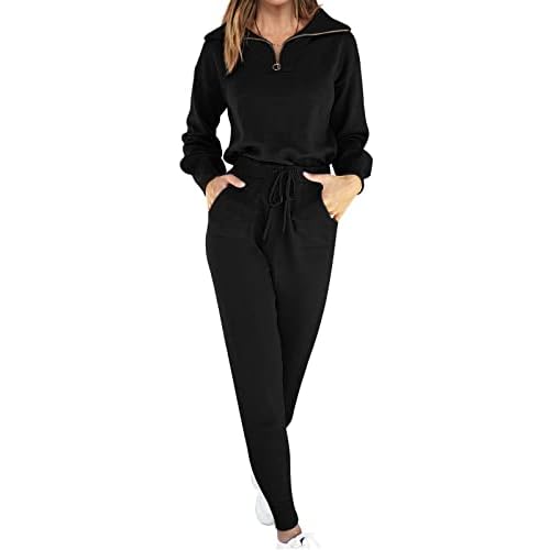 ANRABESS Women's Two Piece Outfits Sweater Lounge Sets Long Sleeve Zip Up Knit Pullover Jogger Pants Tracksuit Travel Outfits