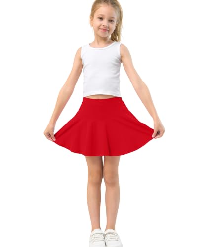 Toddler Girls Athletic Skirt with Shorts - Cheer Tennis Golf Uniform D01: Red 5-6 Years