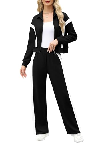 XIEERDUO Women's Lounge Sets 2025 Sweatsuit 2-Piece Outfits XL Black White