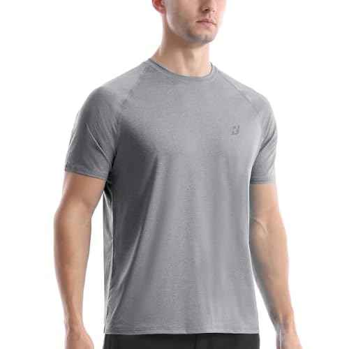 Roadbox Swim Shirts Short Sleeve for Men, Sun Protection UPF 50+ Fishing Rash Guard, UV Gym Workout Shirt for Running Outdoor